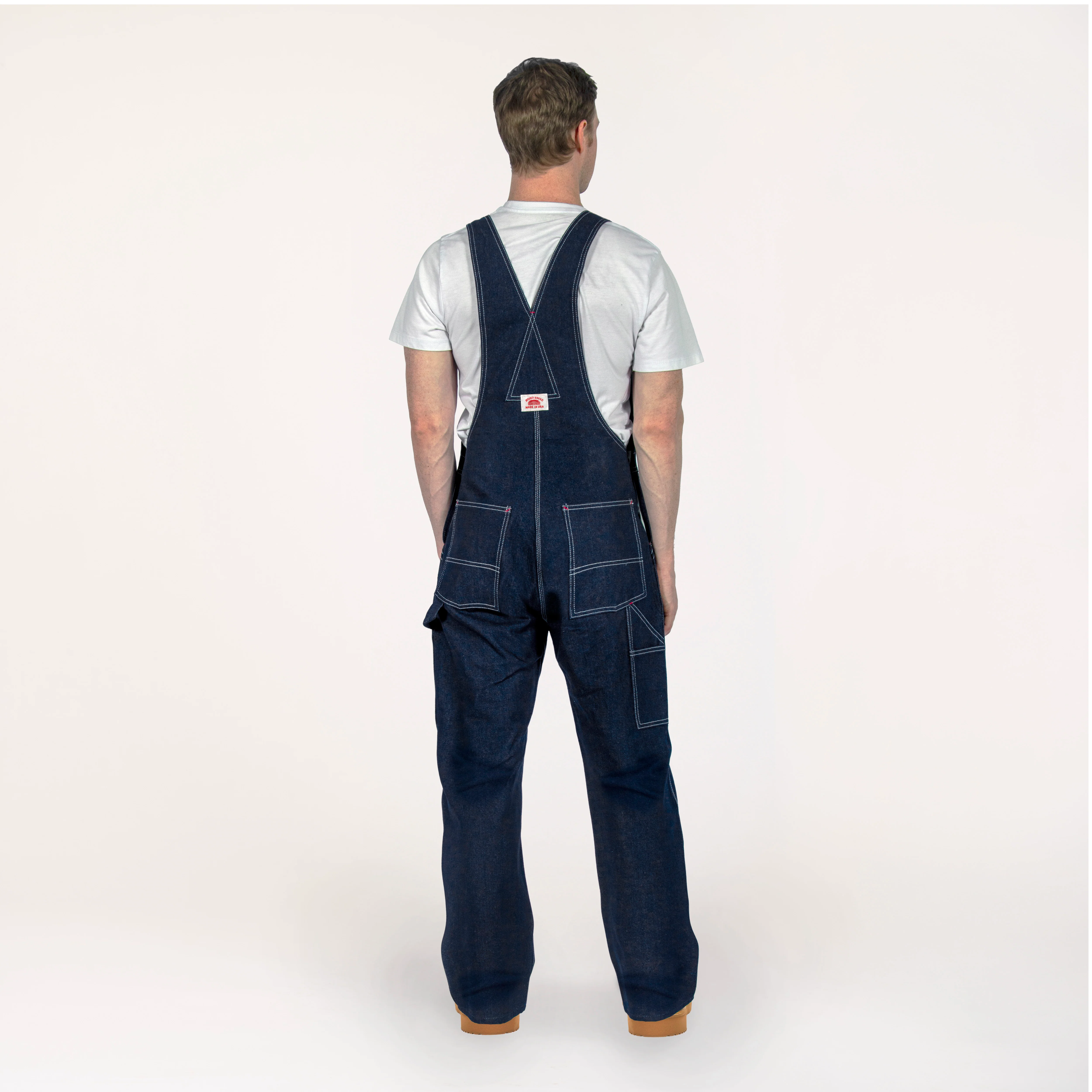 #327 Made in USA Button Fly Blue Denim Bib Overalls - Image 3