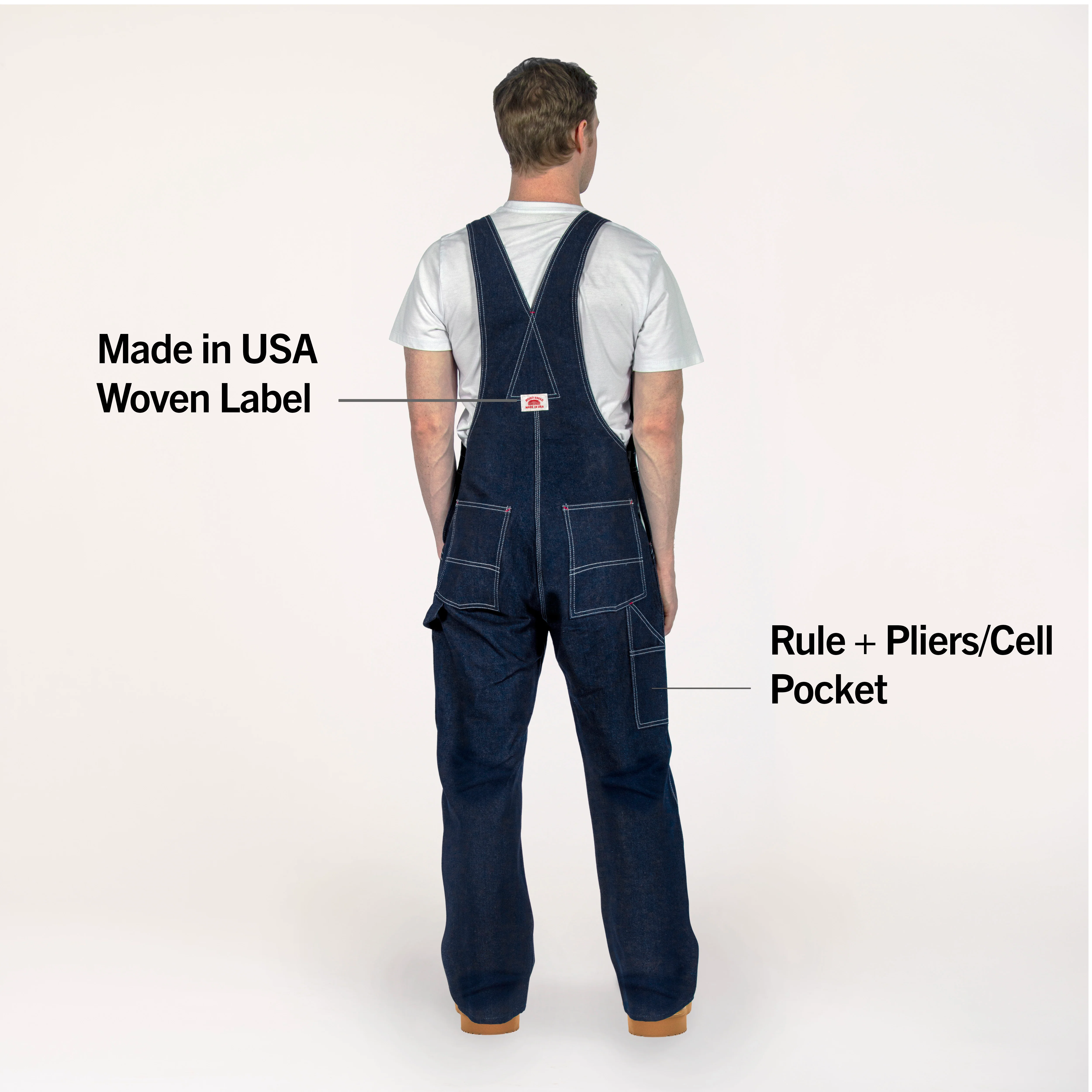 #327 Made in USA Button Fly Blue Denim Bib Overalls - Image 4