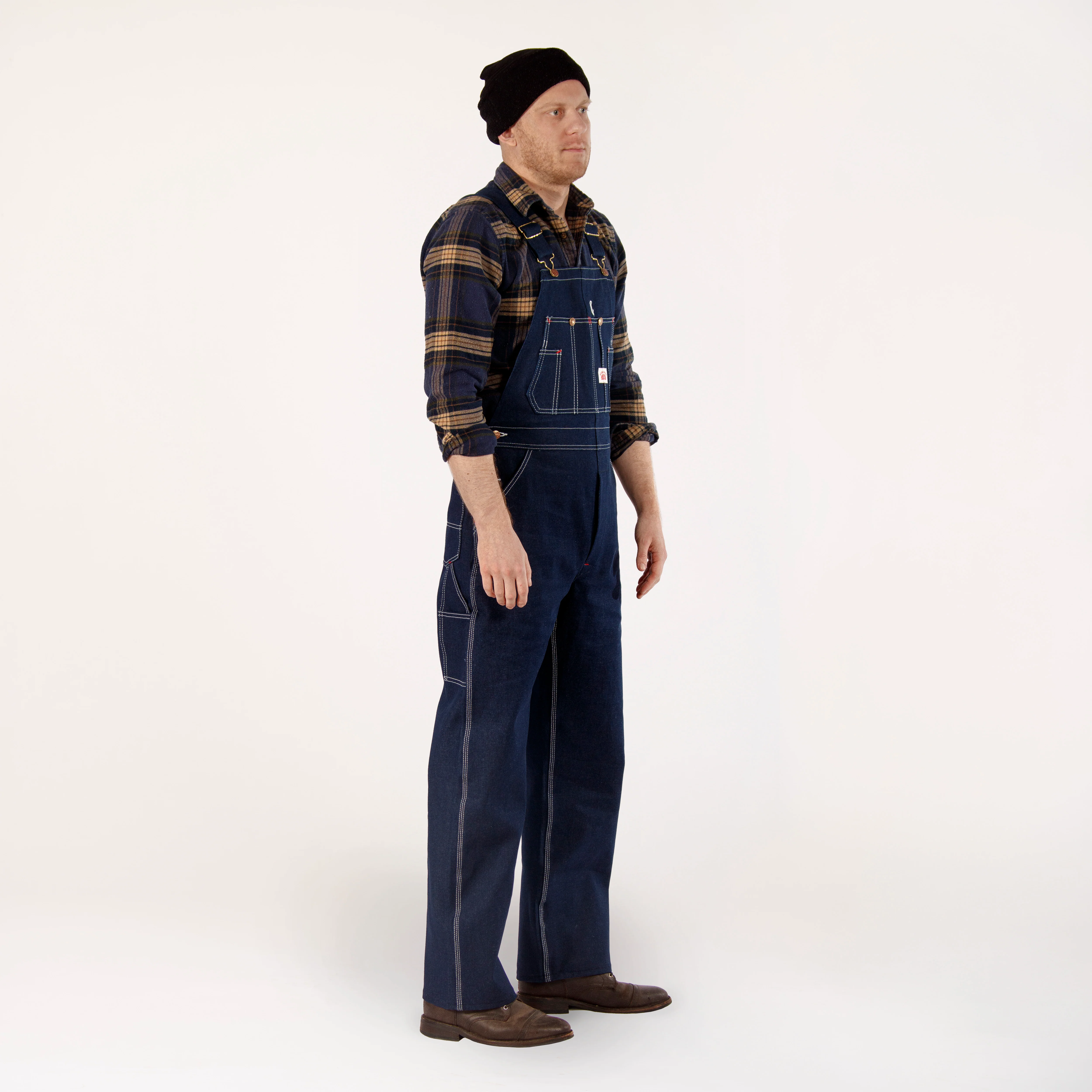 #327 Made in USA Button Fly Blue Denim Bib Overalls - Image 5