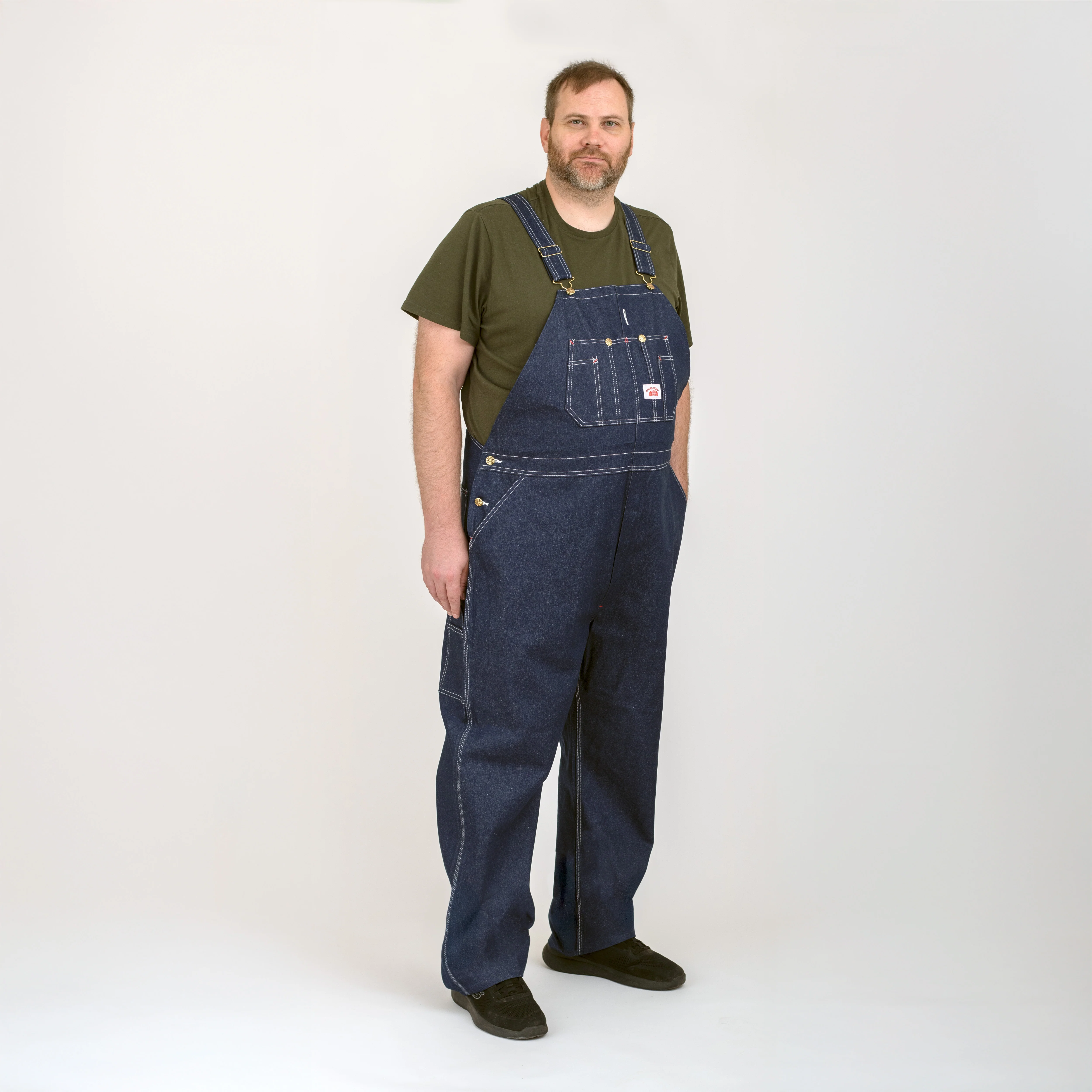 #327 Made in USA Button Fly Blue Denim Bib Overalls - Image 6