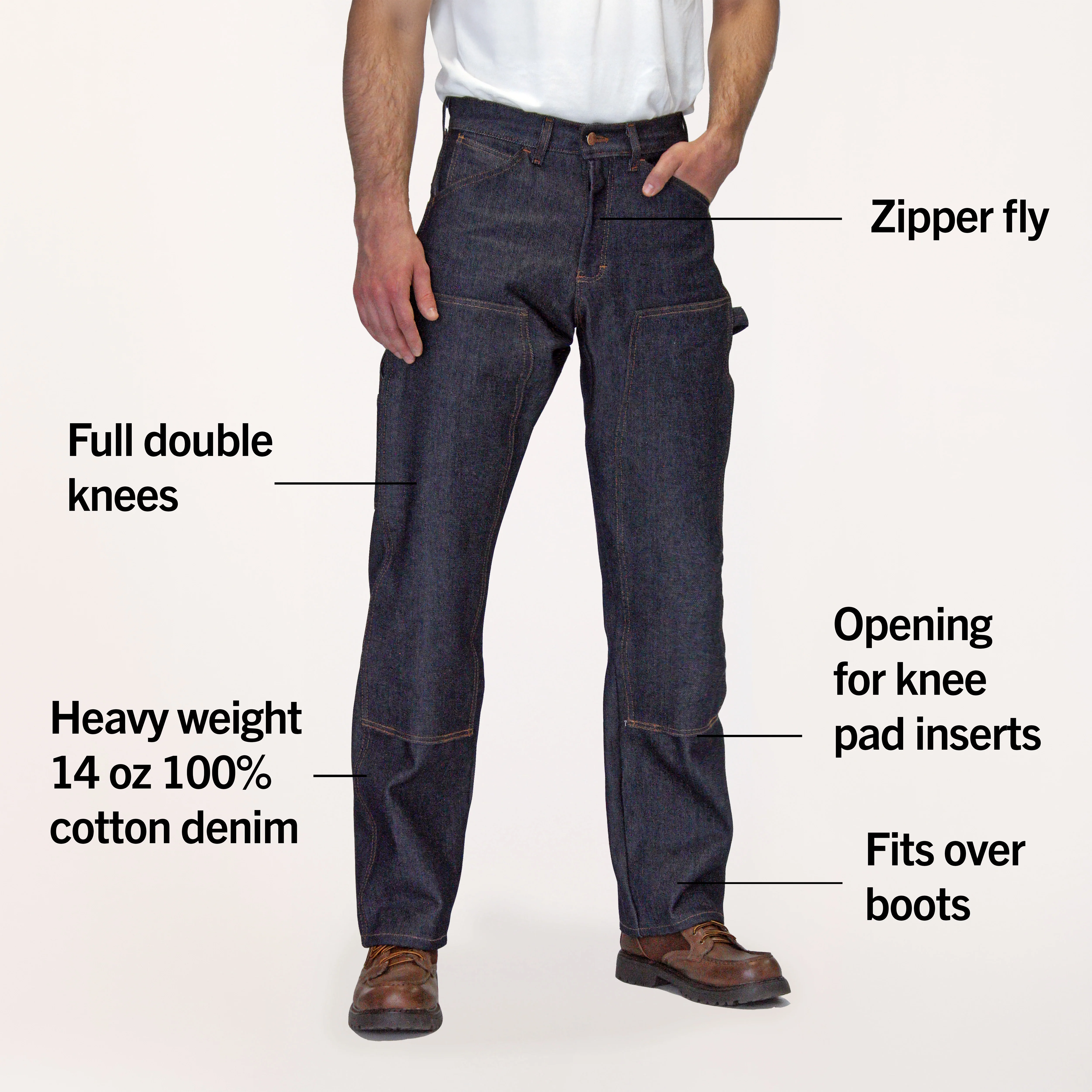 #3303 American Made Jean Double Front Carpenter Dungaree 14 oz. - Image 2