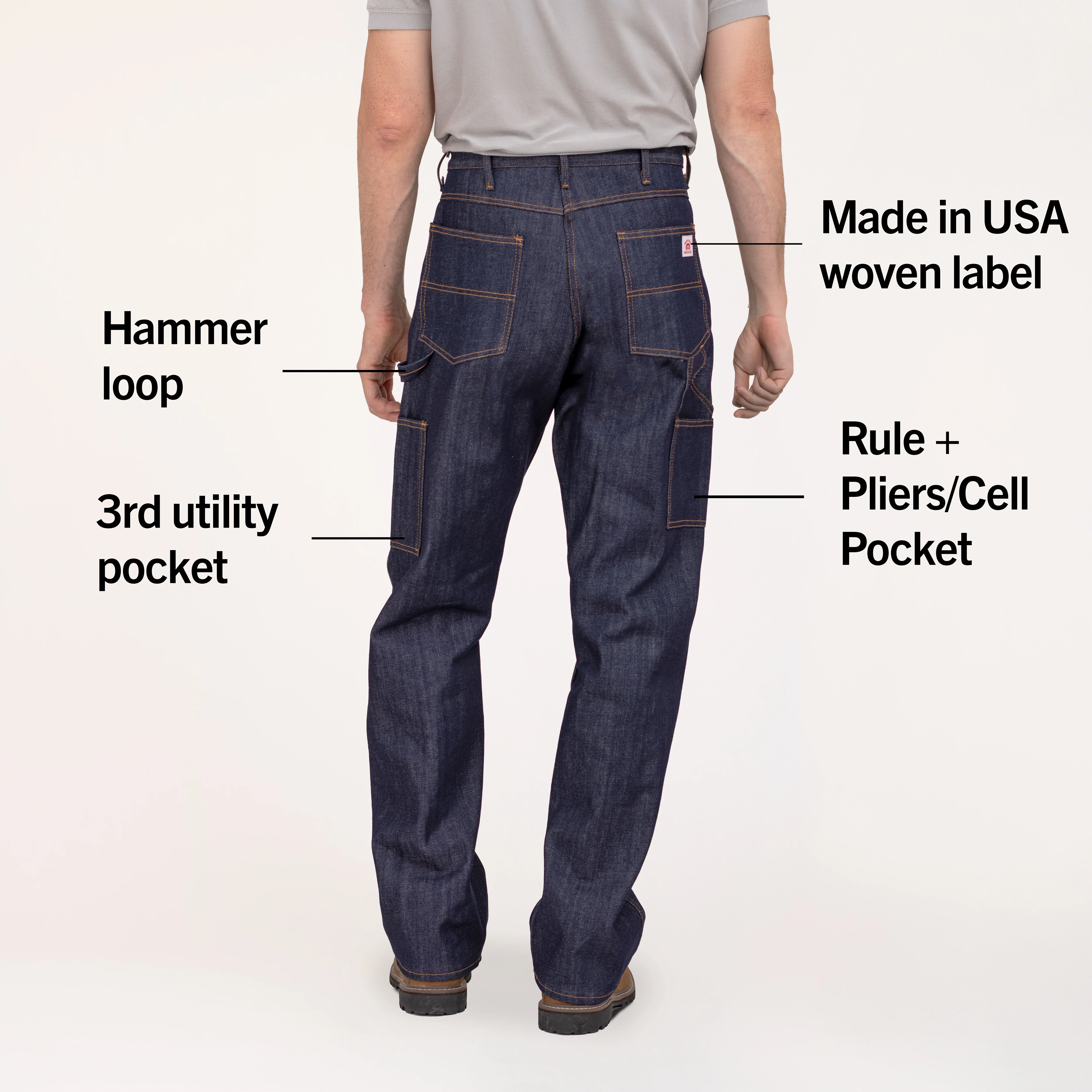 #3303 American Made Jean Double Front Carpenter Dungaree 14 oz. - Image 4