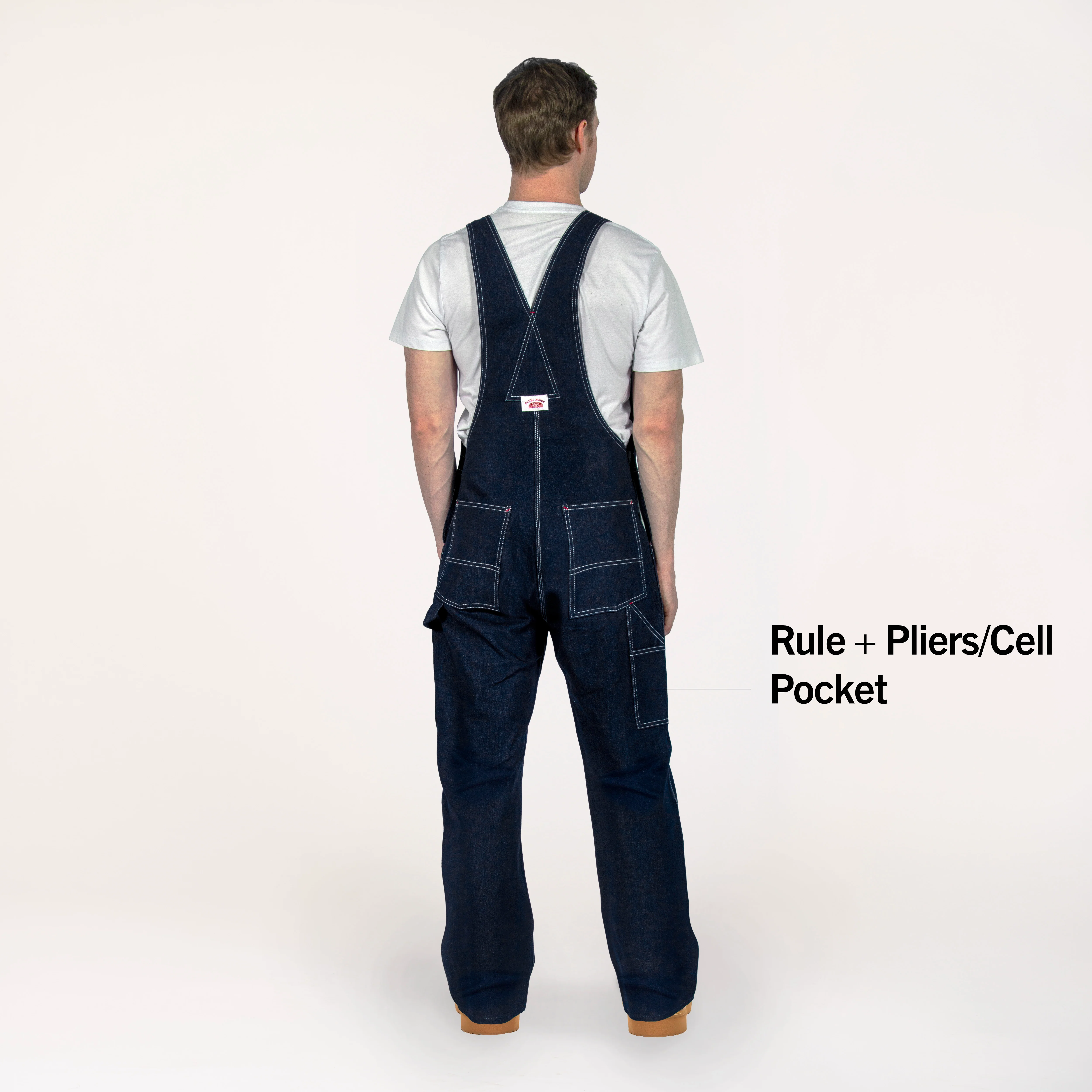 Non-USA Utility Zipper-Bib Blue Denim Overalls - Not Sewn in USA - Image 4