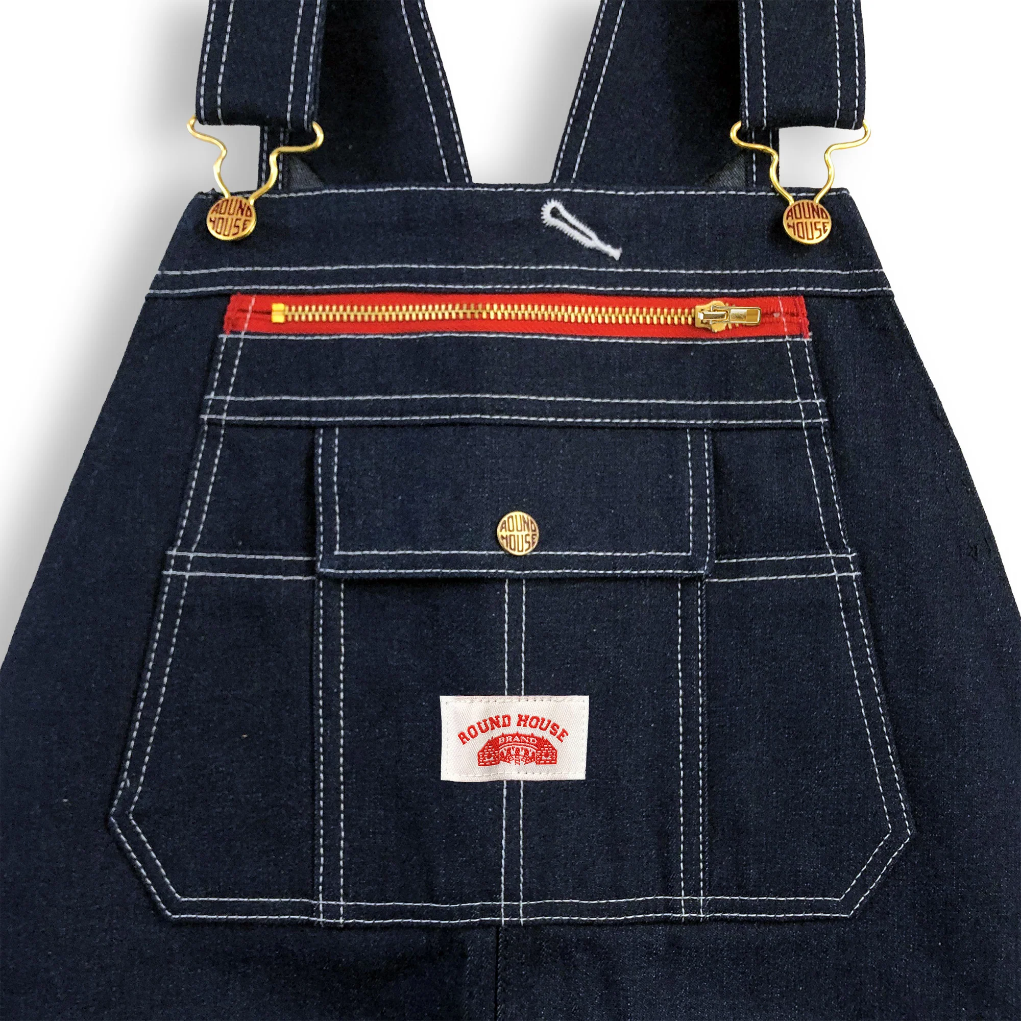 Non-USA Utility Zipper-Bib Blue Denim Overalls - Not Sewn in USA - Image 5